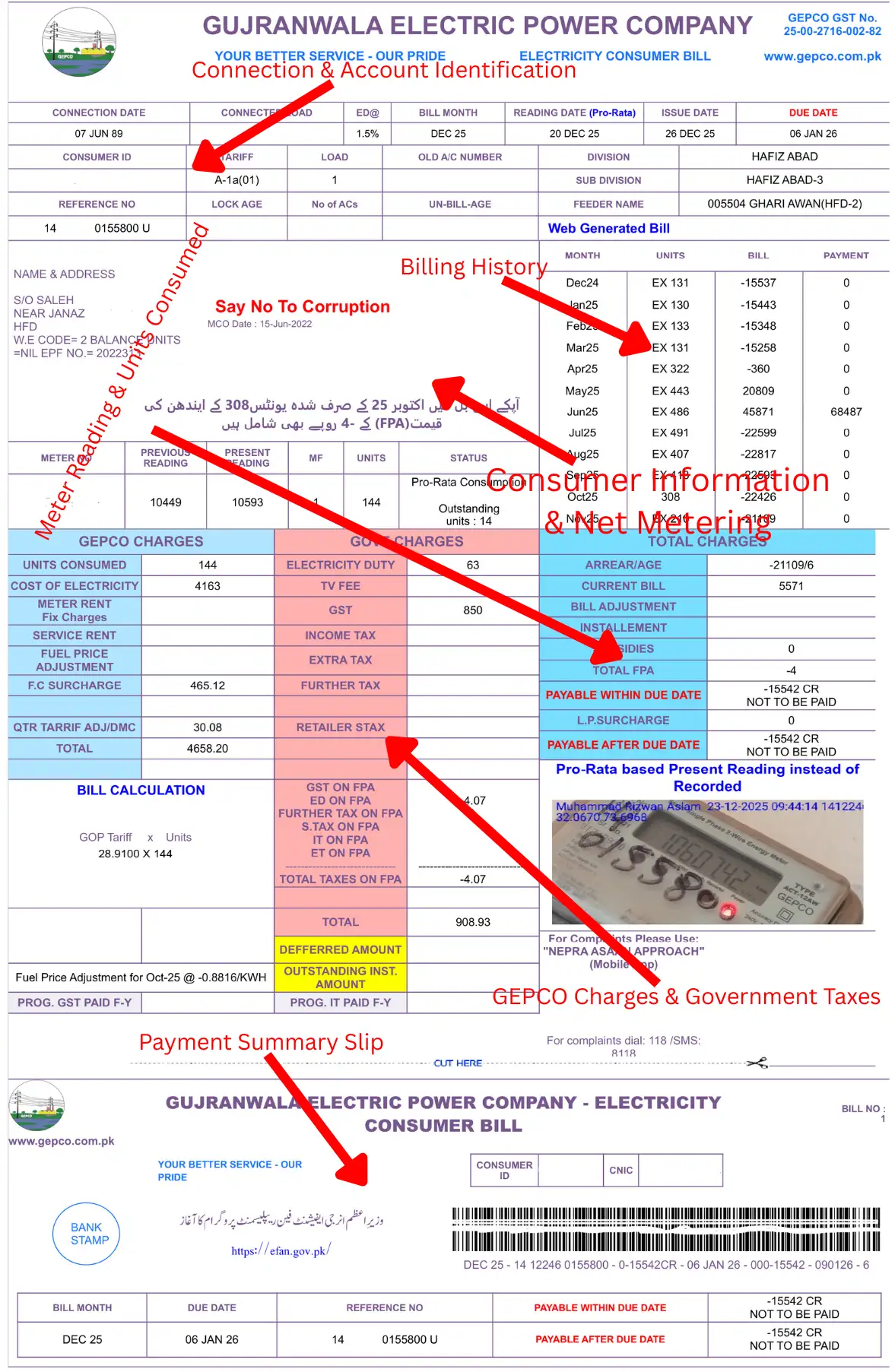 gepcoonlinebill.pk Bill Details